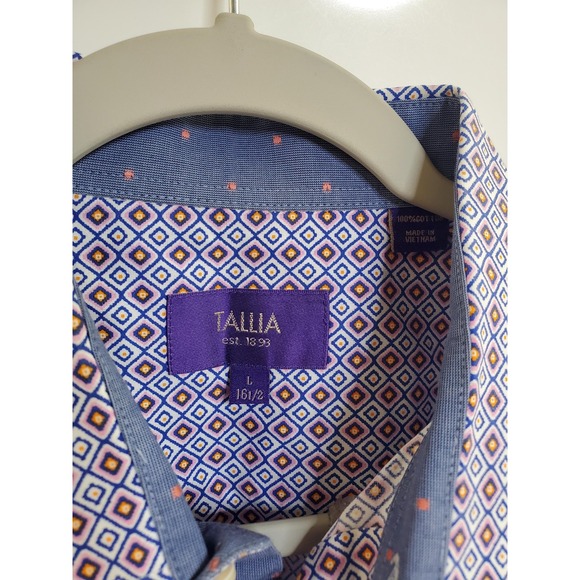 Tallia Shirt Mens Large Purple Blue Orange Geo Print Button Down Long Sleeve - Picture 2 of 7